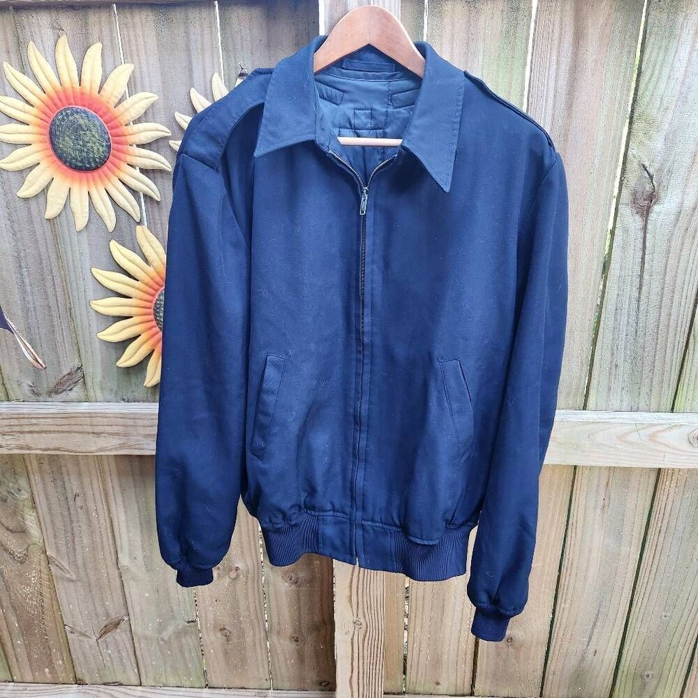 Vintage USAF US Air Force Jacket by PATRIOT USA Blue Poly/Wool Blend Men's Long